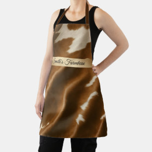 Elegant Modern Cow Faux Leather Collection Apron
