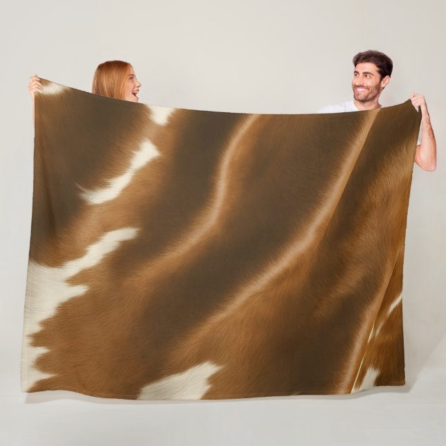Elegant Modern Cow Faux Leather Collection Fleece Blanket (In Situ)