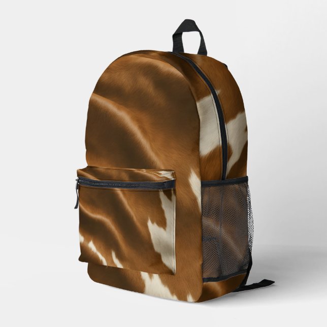 Elegant Modern Cow Faux Leather Collection Printed Backpack (Back Corner Right)