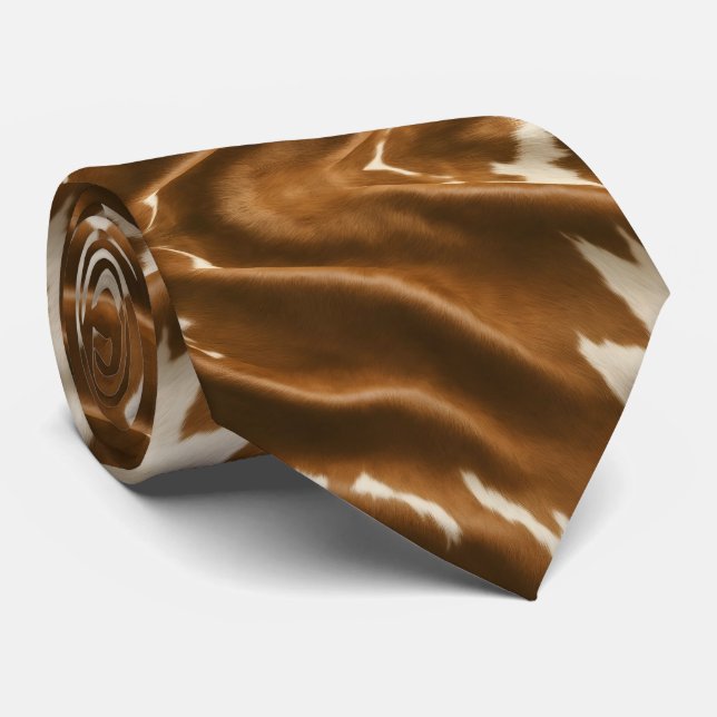 Elegant Modern Cow Faux Leather Collection Tie (Rolled)