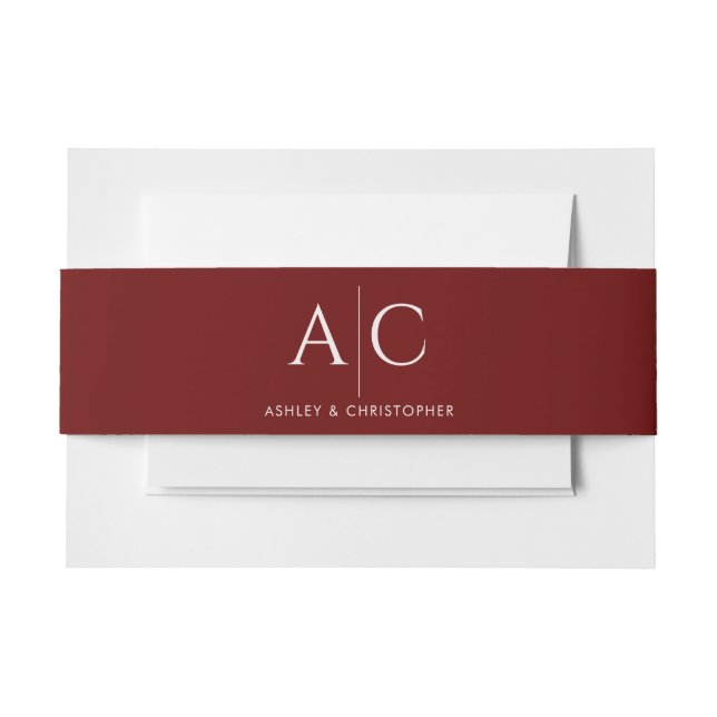 Elegant Modern Crimson Red Wedding Invitation Belly Band (Front Example)