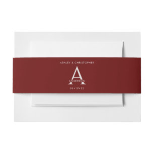 Elegant Modern Crimson Red Wedding Invitation Belly Band