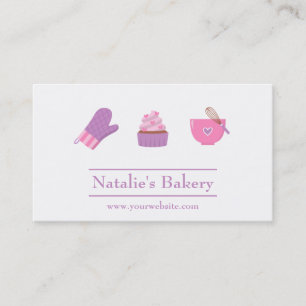 Elegant Modern Cupcake Bakery Cafe Pink Purple Business Card