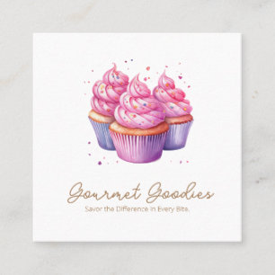 Elegant Modern Cupcake Bakery Square Business Card