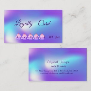 Elegant Modern Cupcakes Ombre Holographic Loyalty Card