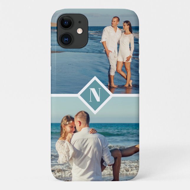 Elegant modern custom couple photo monogram Case-Mate iPhone case (Back)