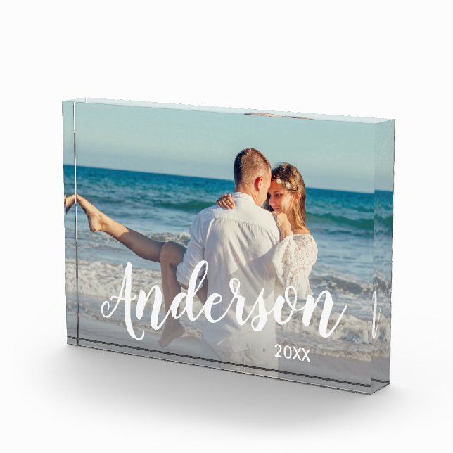 Elegant modern custom couple photo name text block (Right)