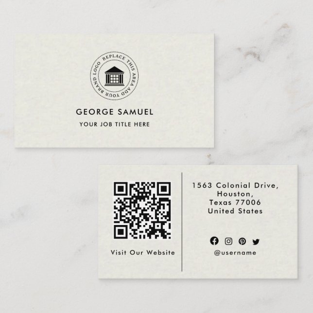 Elegant Modern Custom Logo Minimalist Simple Business Card (Front/Back)