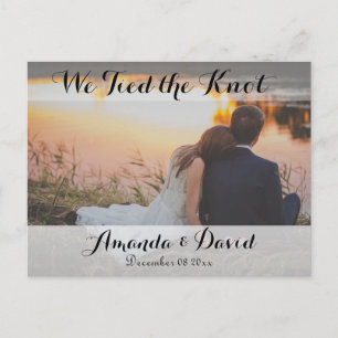 Elegant Modern Custom Photo Change Date Wedding Postcard