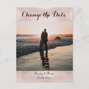 Elegant Modern Custom  Photo  Change  Date Wedding Postcard