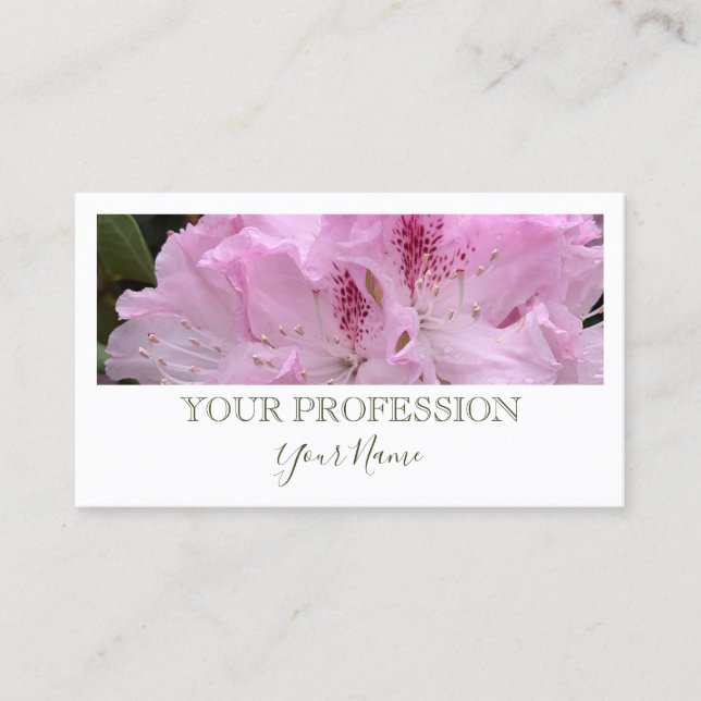 Elegant Modern Custom Photo Green Script on White Business Card (Front)
