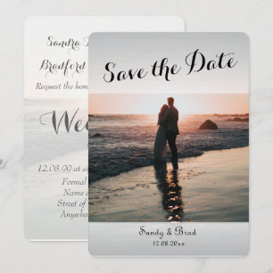 Elegant Modern Custom Photo Save The Date Wedding Invitation