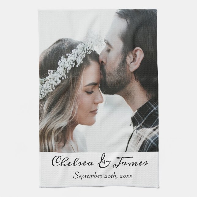 Elegant Modern Custom Photo Tea Towel (Vertical)
