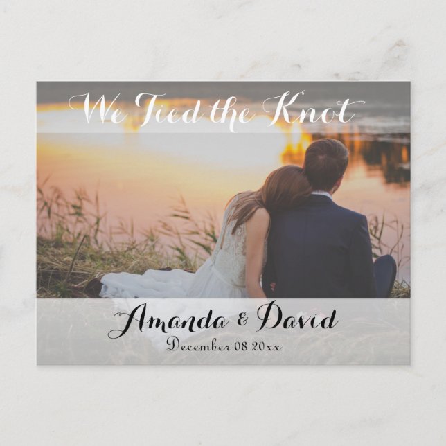 Elegant Modern Custom Photo Wedding Announcement Postcard (Front)