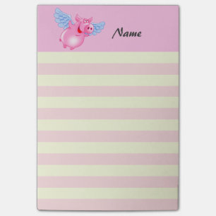 Elegant modern cute angel pig stripes personalised post-it notes