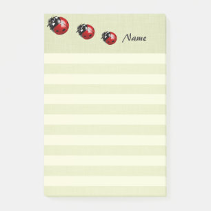 Elegant modern cute ladybug stripes personalised post-it notes