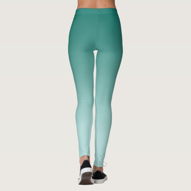 Elegant Modern Cute Template Teal Gradient Womens Leggings (Back)