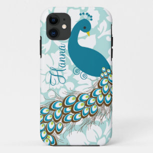 Elegant Modern Damask Peacock Personalised iPhone 11 Case