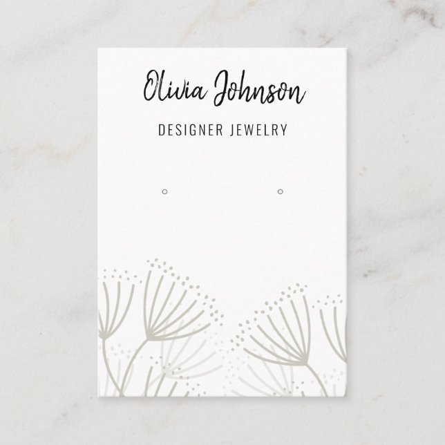 Elegant Modern Dandelion Jewellery Earring Display Business Card (Front)