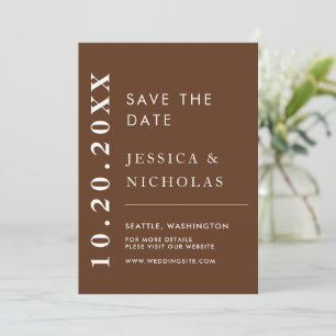 Elegant Modern Dark Brown Simple Wedding Photo Save The Date