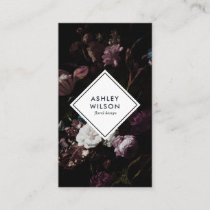Elegant Modern Dark Floral Bouquet Business Card