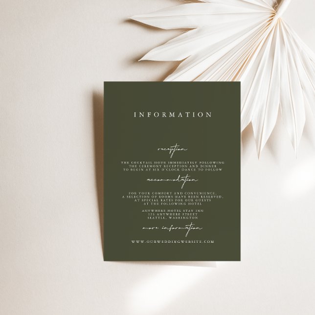 Elegant Modern Dark Green Wedding Enclosure Cards (Creator Uploaded)
