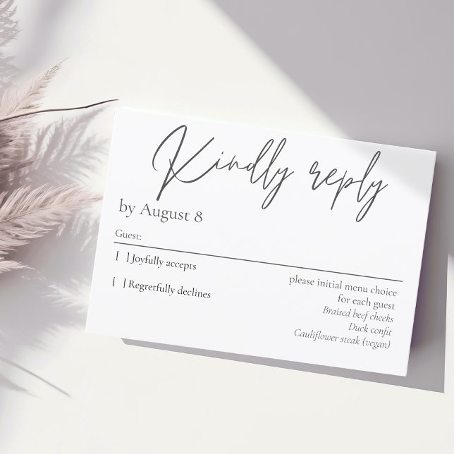 Elegant modern dark grey wedding RSVP card (Creator Uploaded)