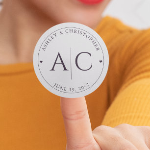 Elegant Modern Dark Purple Wedding Classic Round Sticker