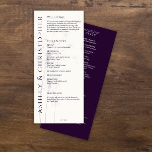 Elegant Modern Dark Purple Wedding Programme