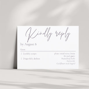 Elegant modern dark purple wedding RSVP card