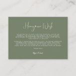 Elegant & modern Dark sage green Honeymoon wish Enclosure Card<br><div class="desc">A modern typography and a trendy sage green colour for your wedding stationery: choose this simple and elegant wedding suite. Fully customisable: you can change the background as well as the text colour as you like.</div>