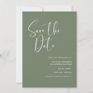 Elegant & modern Dark sage green Save The Date
