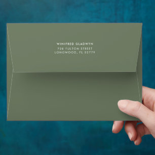 Elegant & modern dark sage green wedding envelope