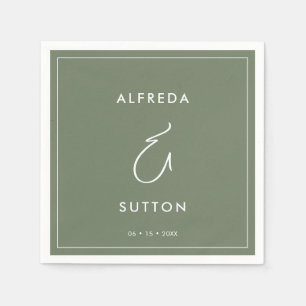 Elegant & Modern Dark Sage Green wedding Napkin
