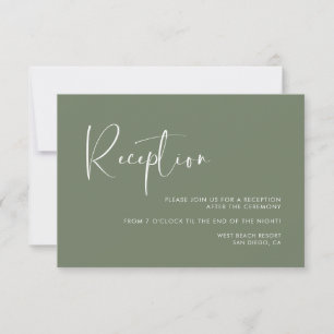 Elegant & modern Dark sage green wedding reception Invitation