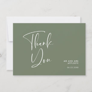 Elegant & modern Dark sage green wedding Thank You Card