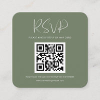 Elegant & modern Dark sage QR code RSVP response
