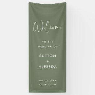 Elegant Modern Dark Sage Welcome to our Wedding Banner