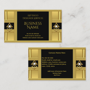 Elegant Modern Deco Gold Black Pearl 2 Business Card