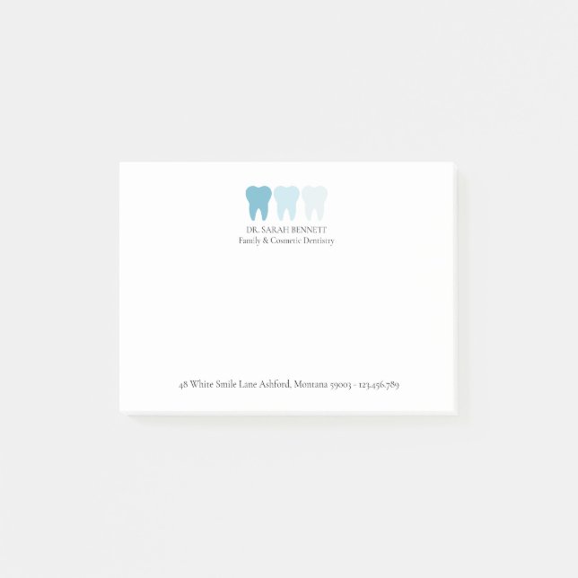 Elegant Modern Dentist Tooth Logo Custom Post-it Notes (Front)