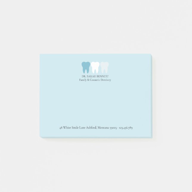Elegant Modern Dentist Tooth Logo Custom Post-it Notes (Front)