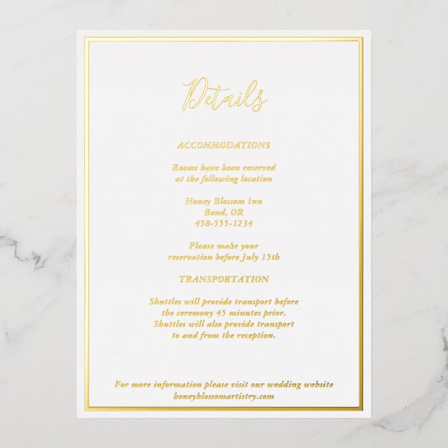 Elegant Modern Details Gold Foil Enclosure Card (Front)