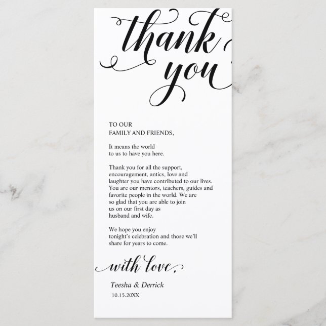 Elegant Modern Dinner Place Setting Thank You Card (Front)