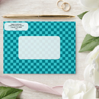 Elegant, Modern Dual Blue Colours Chequered Envelope