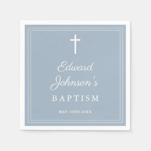 Elegant Modern Dusty Blue Baptism Napkin