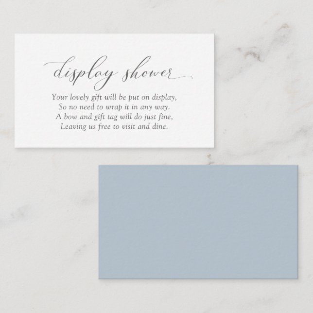 Elegant Modern Dusty Blue Display Shower Enclosure Card (Front/Back)