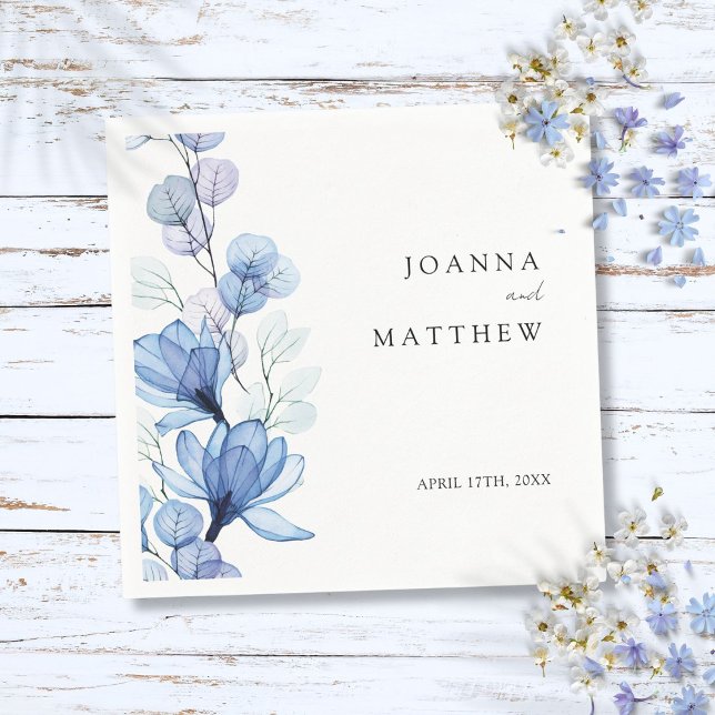 Elegant Modern Dusty Blue Floral Wedding Napkin (Elegant Modern Dusty Blue Floral Wedding Napkins)