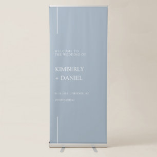 Elegant Modern Dusty Blue Minimal Wedding Welcome Retractable Banner