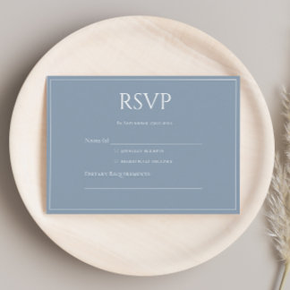 Elegant Modern Dusty Blue Monogram RSVP  Enclosure Card