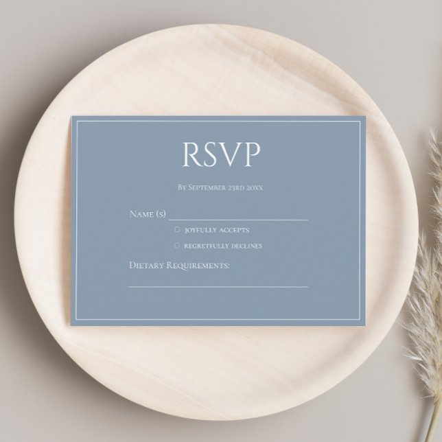 Elegant Modern Dusty Blue Monogram RSVP  Enclosure Card (Creator Uploaded)